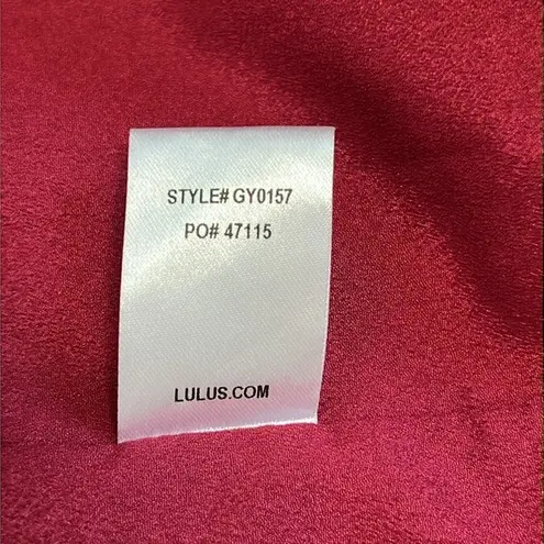 Lulus Believe It or Knot Wine Red Long Sleeve Tie Wrap Dress Feminine Large NWT