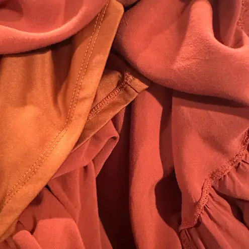 FADED ROSE BOHO STRAPPY LONG TIERED CROCHET TERRACOTTA MAXI DRESS Orange Size M