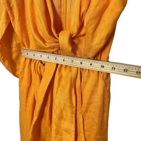 Faithfull the Brand Faithfull La Mia Maxi Dress Women’s Size 4 Orange Puff Sleeve Tie Cut Out