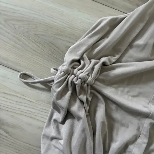 Isabel by Ingrid Isabel Beige Tie Shoulder Ruched Waist Jumpsuit Pants Size L Tan Size L