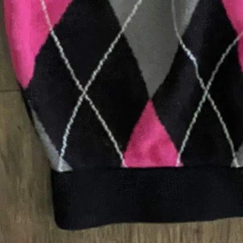 Current Mood by Dollskill Backyard Betty Argyle Mini Skirt Pink Black White S