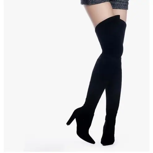 Shoe’n Tale Microfiber Over The Knee Thigh High Boots Black 7.5 Block Heel