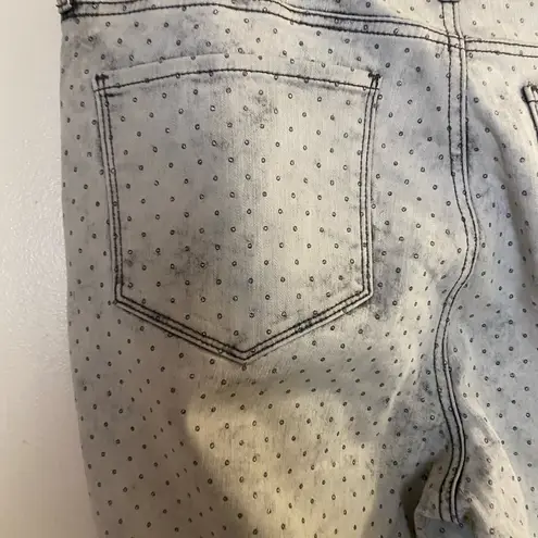 NYDJ Womens Gray Allover Jewel Print Denim Ira Jeans 16 16W 38”Relaxed Ankle