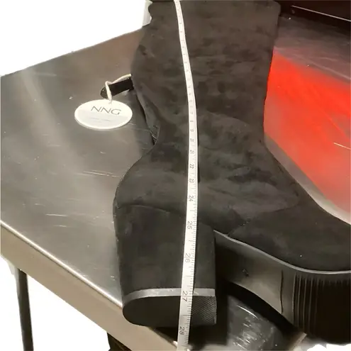 NWT "NNG" Black Suede Womens Stretchy Thigh High Chunky Heel Boots Size undefined