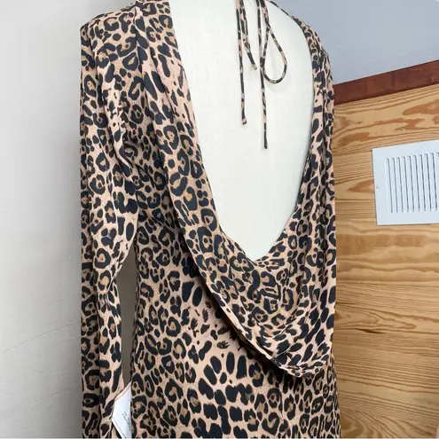 Dress the Population Dahlia Leopard Print Long Sleeve Shift Dress XS NWT