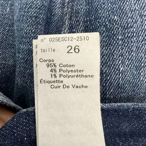 Moussy Vintage Velma Jeans Tapered Distressed Dark Wash Blue Denim Women's 26