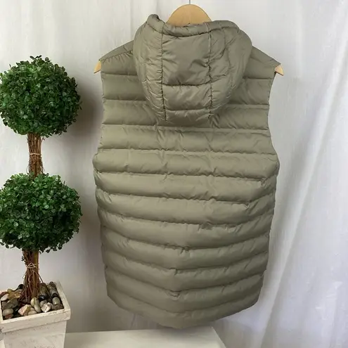 ZARA  Tan Sleeveless Zip Up Quilted Puffer Hoody Hood Vest NEW L