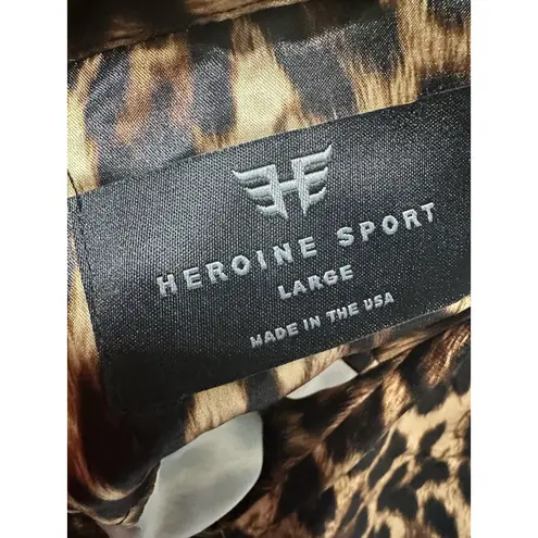 Heroine Sport Relaxed Fit Satin Long Sleeve Snap Button Cheetah Top Size L NWOT Brown Size L