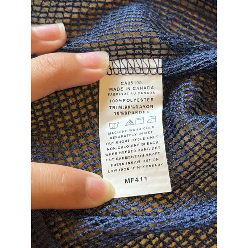 Picadilly Size Large Blue Open Weave Mesh Cover Up Zip Beach Vacation Travel