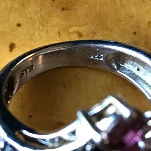 Natural Rhodolite Garnet Black Spinel Cocktail Ring Size 6