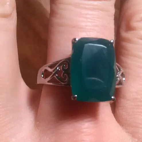 Verde Onyx Stainless Steel Solitaire Ring (Size 10)