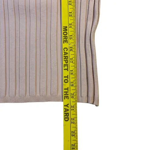 Prominence Women's Pink Ribbed Knit Square Neck Ruffled Long Sleeve Sweater L Size L