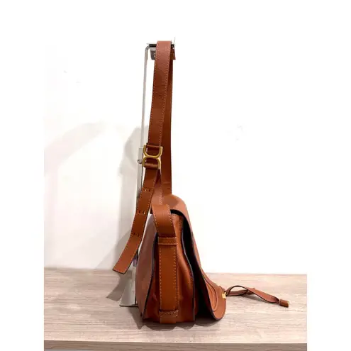 Chloé Chloe Marcie Medium Grained Leather Saddle Crossbody Bag Tan