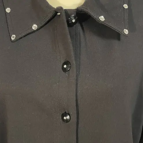 Women’s Bechamel II Black Rhinestone Button Front Shirt Jacket Sz 1X EUC