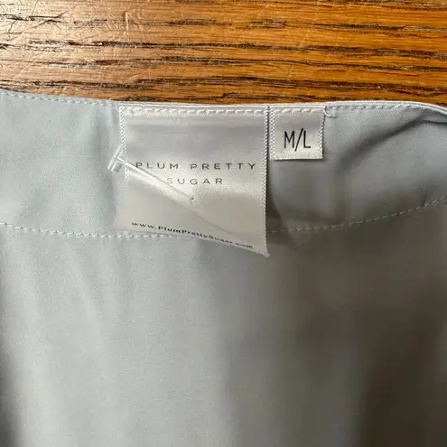 Plum Pretty Sugar Satin Robe SZ M/L Ice Blue Bridal Sexy Wrap Bathrobe Lounge Size M