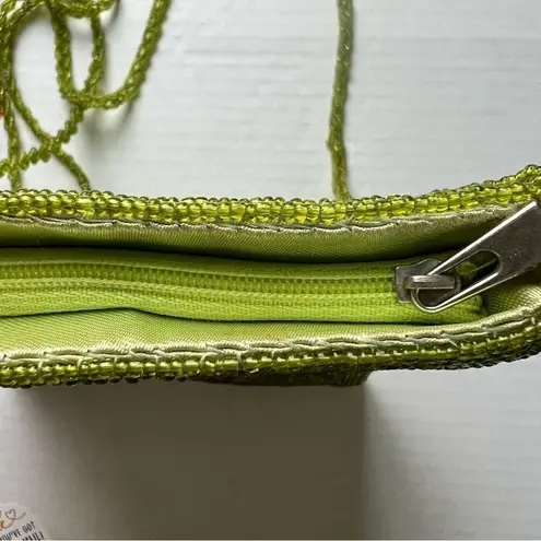 Lime Green Beaded Pineapple Crossbody Phone Bag Sequins Summer Tropical