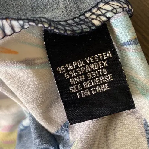 Catherine Malandrino Faux Wrap Dress Womens Sz 8 Navy Floral Stretch Jersey