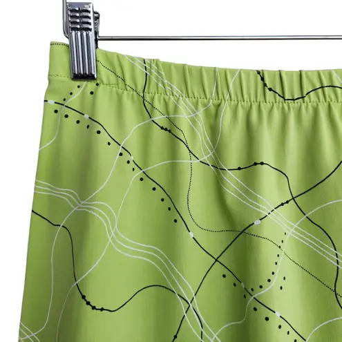 American Vintage Vintage 90s Bright Green Abstract Squiggles Print Spandex Mini Skirt XS