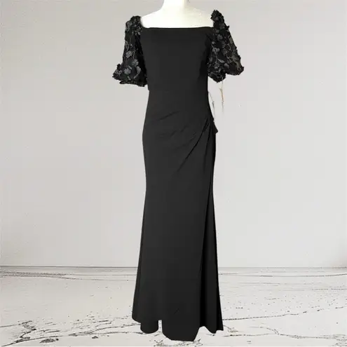 XScape NWT 3D Floral Scuba Crepe Gown (black) - 6