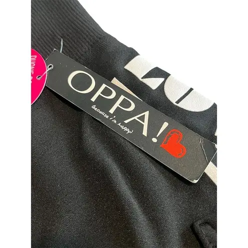 OPPA! Leggings Womens Size S Black Graphic Love Ankle Soft Knit Phone Pocket