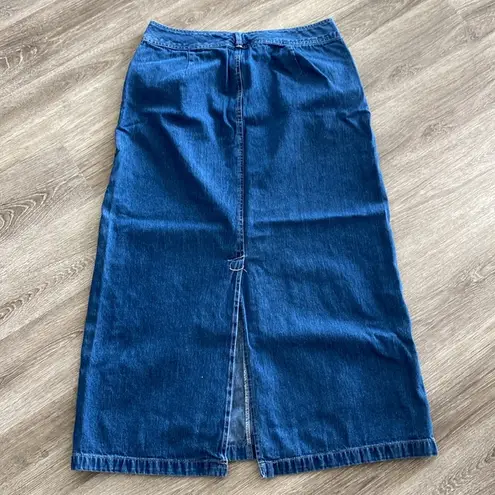 White Stag Vintage Y2K long denim maxi skirt with slit hem 12 large