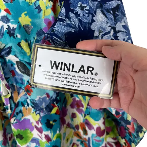 NWT Winlar Kaftan House Dress Beach MuMu OS Fits Most Blue Floral Long Multiple