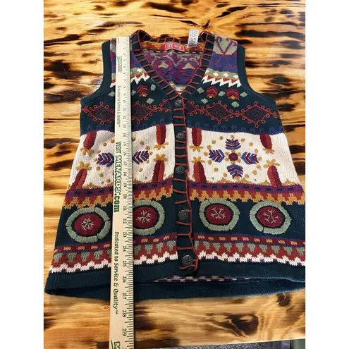 Ivy Wear Christmas Holiday Sweater Button Vest Size Large Cabinecore Art To Wear