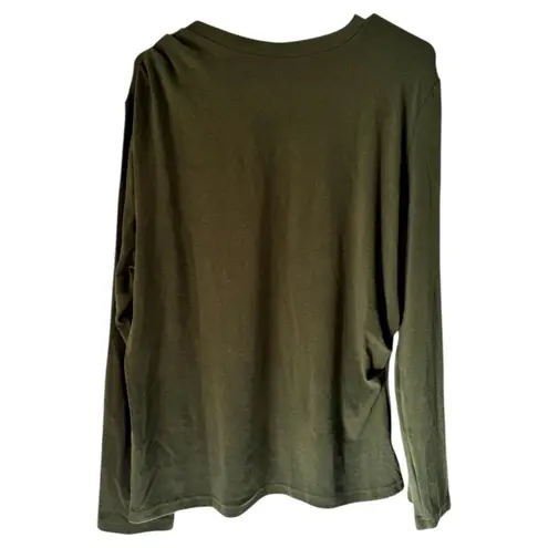 NWT OGL Light Warm Crewneck Tucked Top Navy Blue Moss Green Size XL