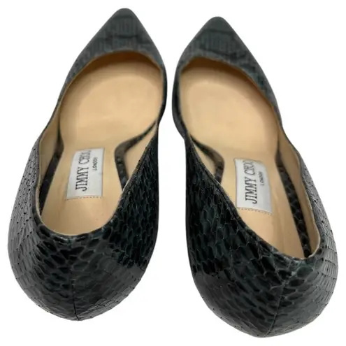 Jimmy Choo Heels Womens 37.5 7.5 US Green Black Snake Python Abel Pump Stiletto - Image 7