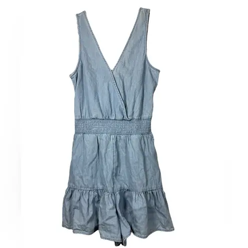American Eagle  Outfitters Light Blue Denim Ruffle Romper-Sz S - Image 4