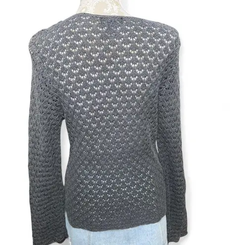 Sheer Black Crochet Layering Sweater Boho Romantic Grunge Size XL Gray