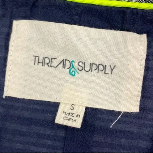 Thread & Supply Aztec Print Canvas Hooded Utility Jacket Black White Small White