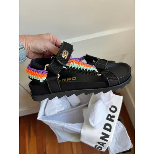 Sandro Paris Women's Sporty Platform Sandals Size 39 Black Purple Orange NWT