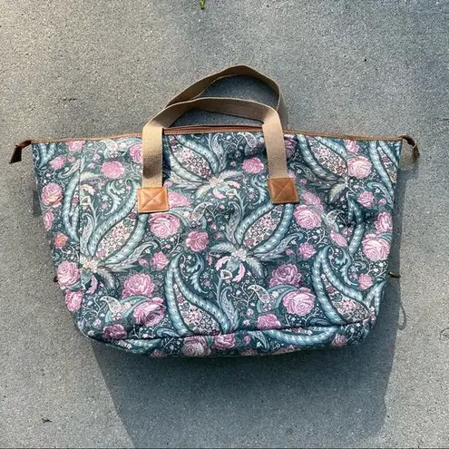 Laura Ashley Vintage 90s floral paisley canvas duffel tote bag