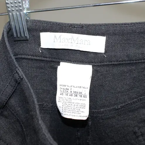 Max Mara Charcoal Gray Virgin Wool Wide Leg Ankle Length Pant Size 16