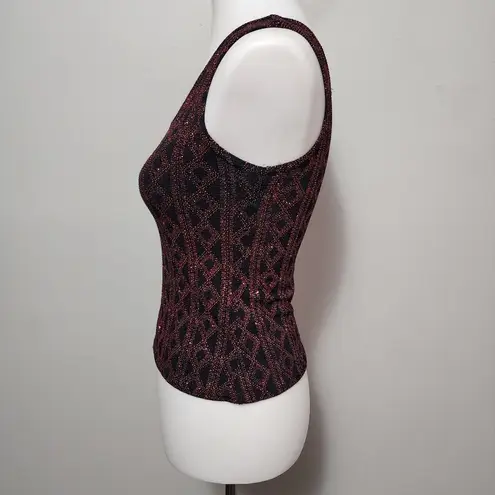 Vintag Jump Apparel 90s Red & Black Metallic Chain Link Tank Size Small