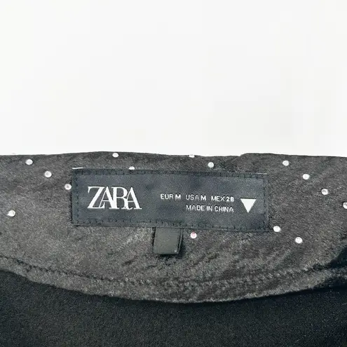 ZARA  Womens Jewel Rhinestone Embellished Draped Satin Cami Tank Top Size M Black