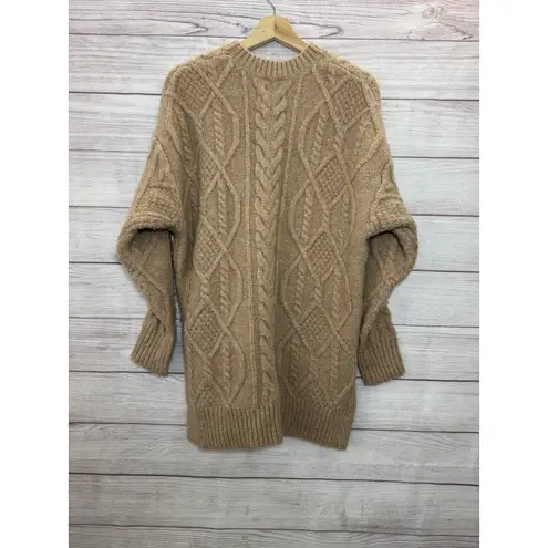 UGG Raelee Tan Wool Blend Cable Knit Sweater Long Sleeve Size SMALL Brown