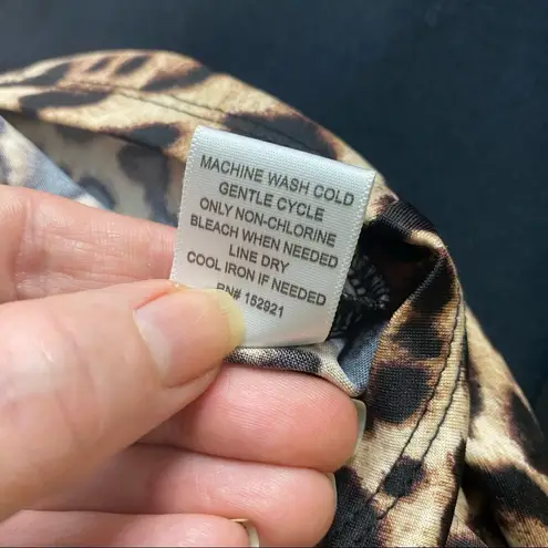 Always Indigo Animal Print Cheetah Print Blouse Size M/L Brown Size L