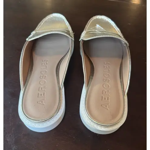 Aerosoles Woman's Loafers Salome Mule Gold Pebbled with White Sole Size 8.5 NWOT