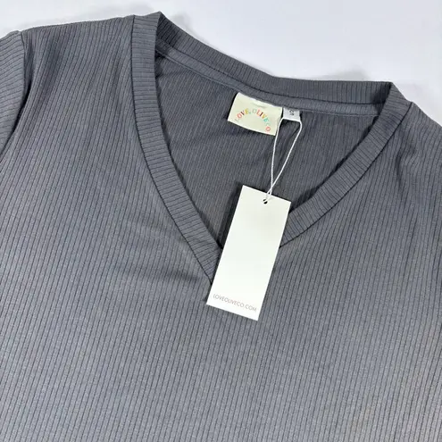 Love Olive Co Gray Ribbed V