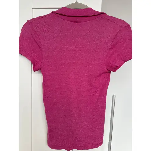 Michael Stars Women's Pink Sparkle Y2K Short Sleeve Polo Shirt, One Size, EUC