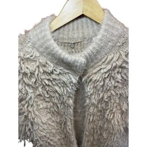 Anthropologie Knitted & Knotted Cardigan Boho Short Sleeve Sweater Jacket Cream Tan Size XS