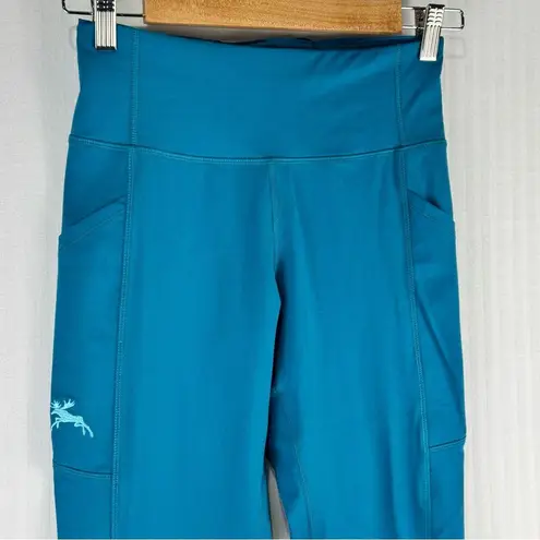 Moose Voyage Size Small Blue Athletic Legging Durable Lycra Nylon Wide Waistband