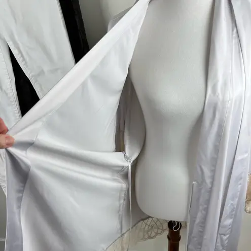 Flora Nikrooz Satin & Lace Trim Robe - XL White Bridal Loungewear