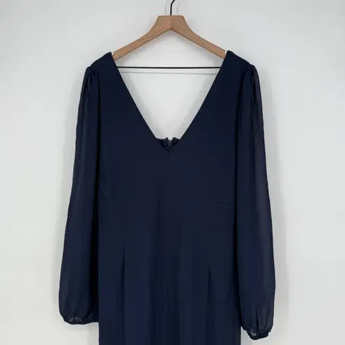 Lulus Tier Elegance Navy Long Sleeve Tiered Maxi Dress Size 2X Blue