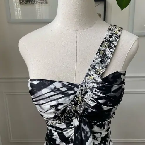 Deb Black White Satin Gown Animal Print Dress Satin Mob Wife 3 4
