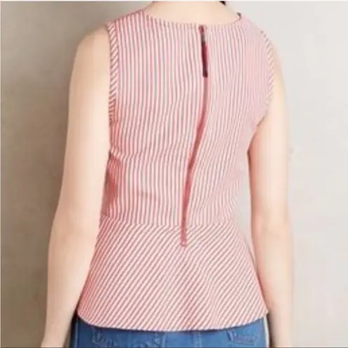 Maeve Anthropologie Cantuna Red Peplum Sleeveless Cotton Top Size US 4 OB478633.