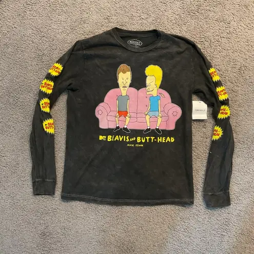 Forever 21 MTV BEAVIS & Butthead Graphic Long Sleeve T-Shirt sz S/M, NWT