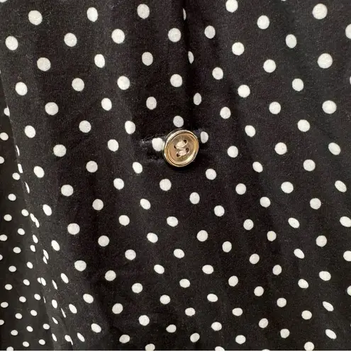 Black and White Polka Dot Zipper Front Long Sleeve Top Size by Luckymore 2XL